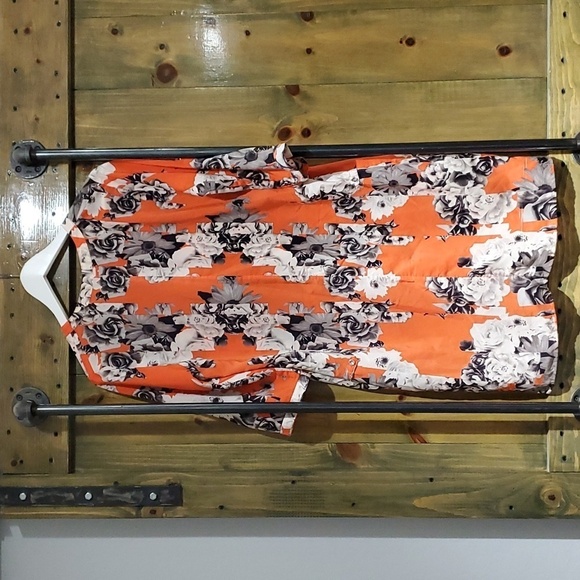 YOANA BARASCHI FLORAL DRESS ORANGE BLACK WHITE SIZE MEDIUM - Picture 7 of 9